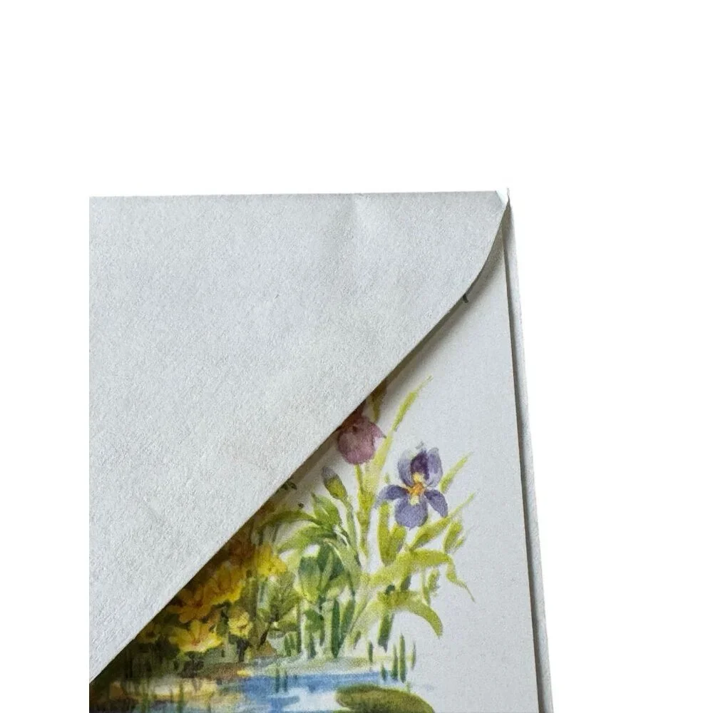 Olympicard Thinking Of You Greeting Card Fox‎ Pond Turtle Flowers USA Made